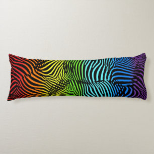 Rainbow Zebra Patterned Striped Body Pillow
