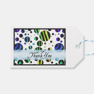 Rainbow Zebra Polka Dot Pattern Thank You Gift Tags