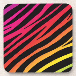 Rainbow zebra print coaster