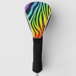Rainbow Zebra Print – Colorful & Bold Golf Design Head Cover