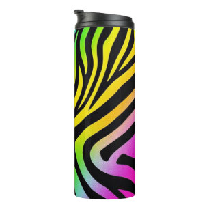 Rainbow Zebra Print – Colourful and unapologetic. Thermal Tumbler