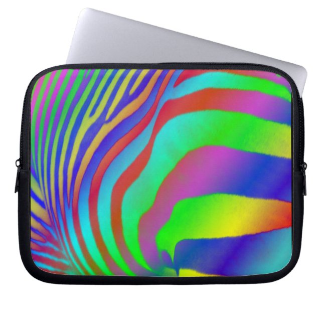 Rainbow Zebra Print Laptop Sleeve (Front)