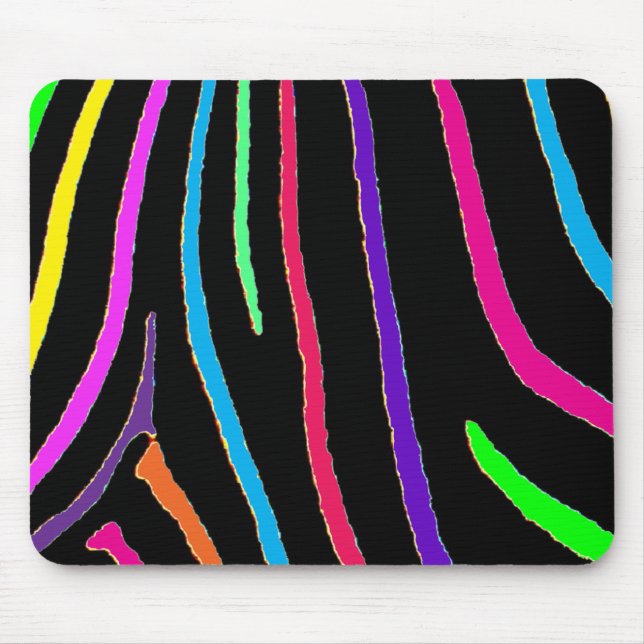 Rainbow Zebra Print Mouse Mat (Front)