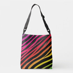 Rainbow zebra print multi colour  crossbody bag