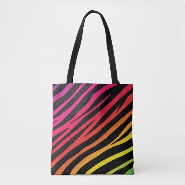 Rainbow zebra print multi colour  tote bag (Front)