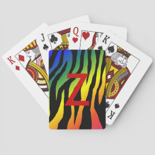 Rainbow Zebra Print Playing Cards