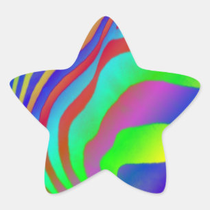 Rainbow Zebra Print Star Sticker