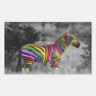 Rainbow Zebra Rectangular Sticker