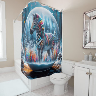 Rainbow Zebra Shower Curtain