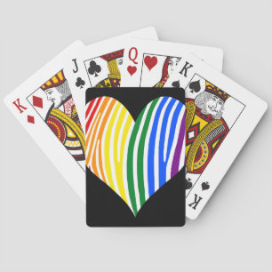 Rainbow Zebra Stripes Heart Playing Cards