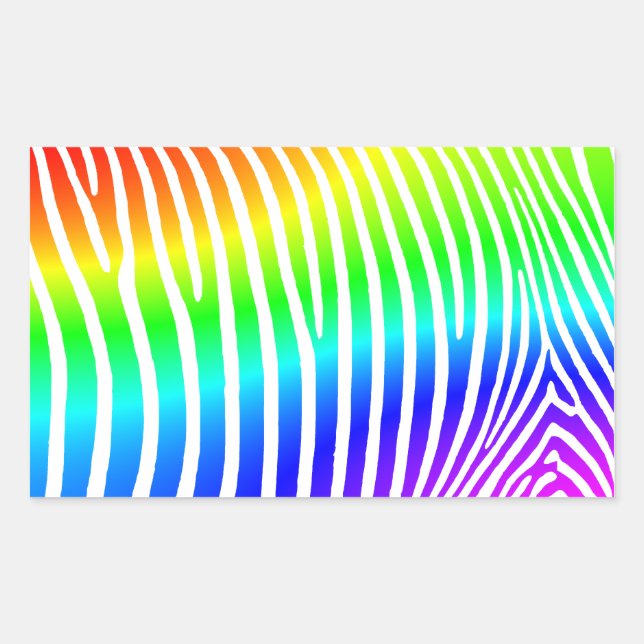 Rainbow Zebra Stripes Rectangular Sticker (Front)