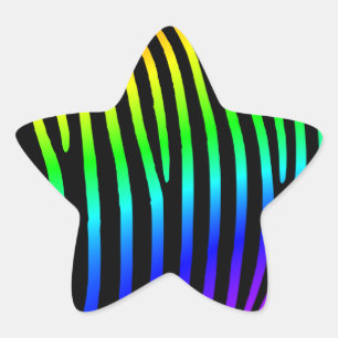 Rainbow Zebra Stripes Star Sticker
