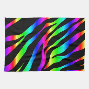 rainbow zebra tea towel