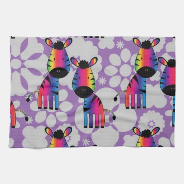 Rainbow Zebra Tea Towel (Horizontal)
