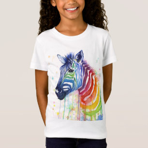 Rainbow Zebra Watercolor Kids Shirt