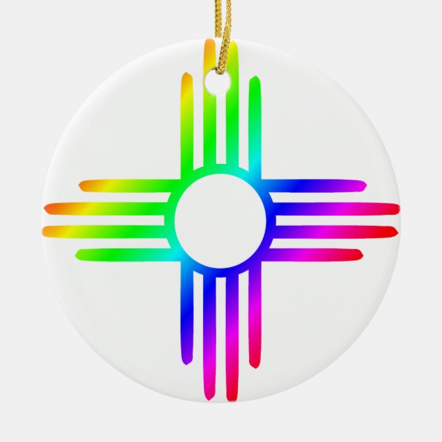 Rainbow Zia Ceramic Tree Decoration (Front)