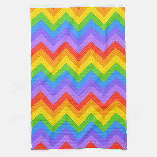 Rainbow Zig Zag Pattern. Tea Towel