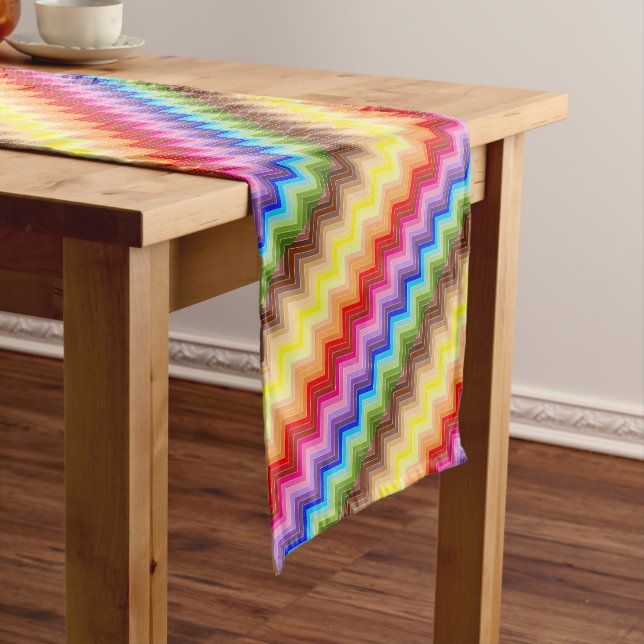Rainbow Zig Zag Short Table Runner (In Situ)