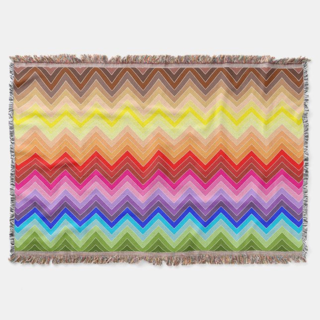 Rainbow Zig Zag Throw Blanket (Front)