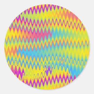 rainbow zigzag classic round sticker