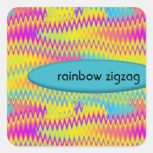 rainbow zigzag square sticker