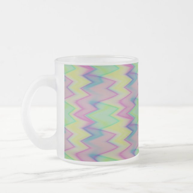 Rainbow Zigzags    Frosted Glass Coffee Mug (Left)