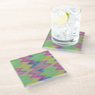 Rainbow Zigzags      Glass Coaster