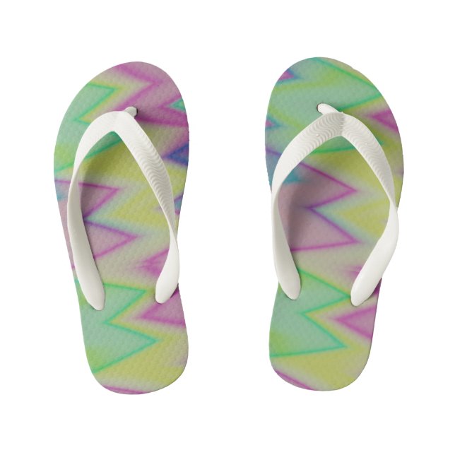 Rainbow zigzags kid's flip flops (Footbed)