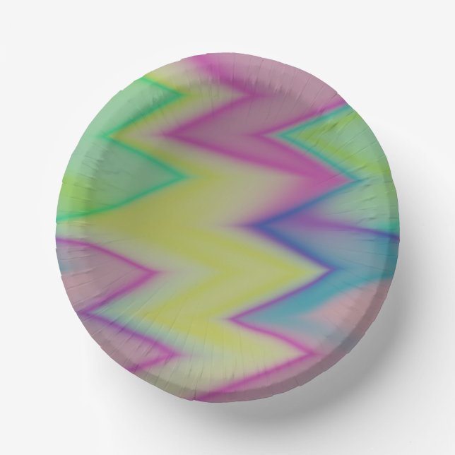 Rainbow Zigzags   Paper Plate (Front)