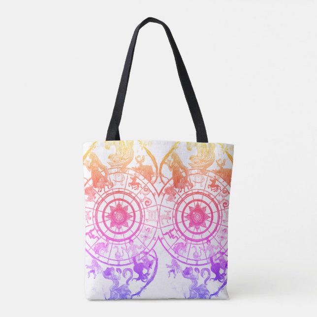 Rainbow Zodiac Astrological Signs  on a Tote Bag (Back)