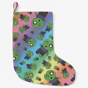 Rainbow zombies small christmas stocking