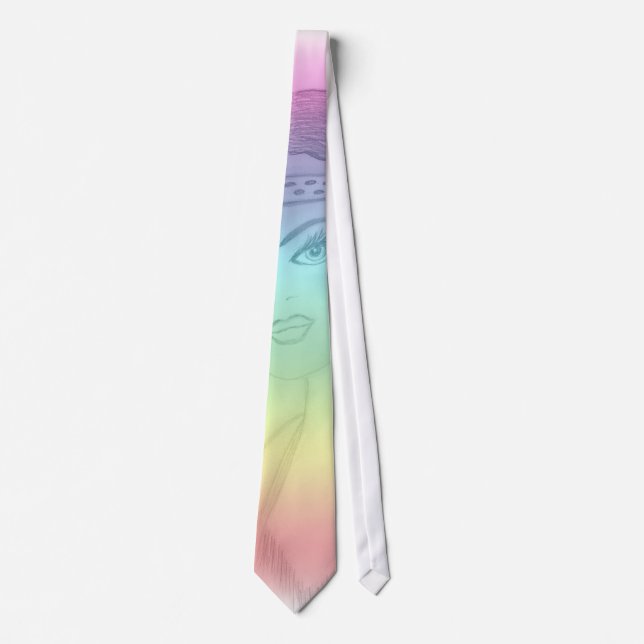 Rainbowed Flapper Girl Tie (Front)