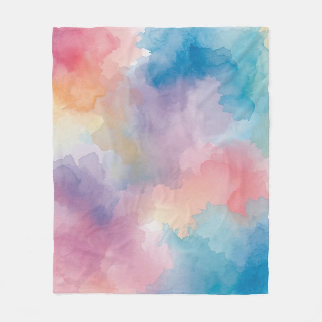 Rainbowed WaterColour Fleece Blanket (Front)