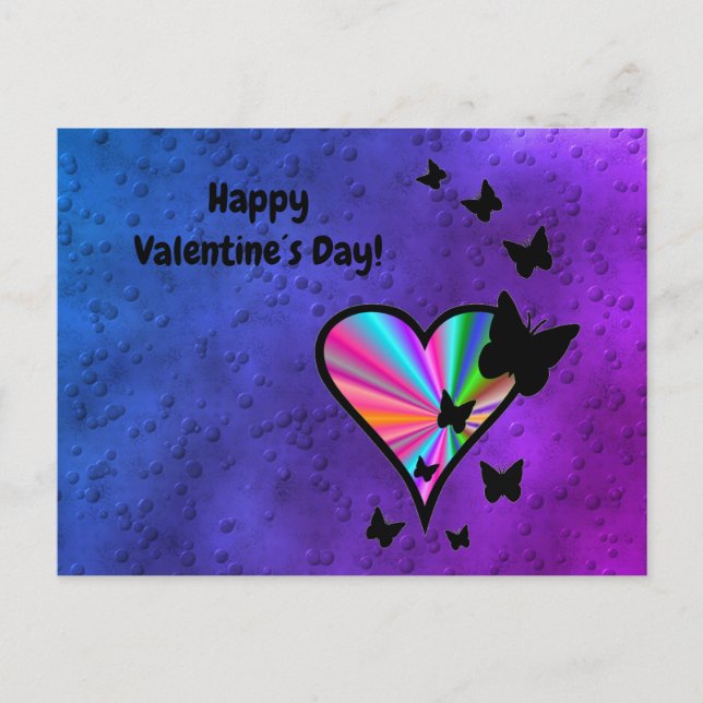 Rainbowheart and Butterfly Holiday Postcard (Front)