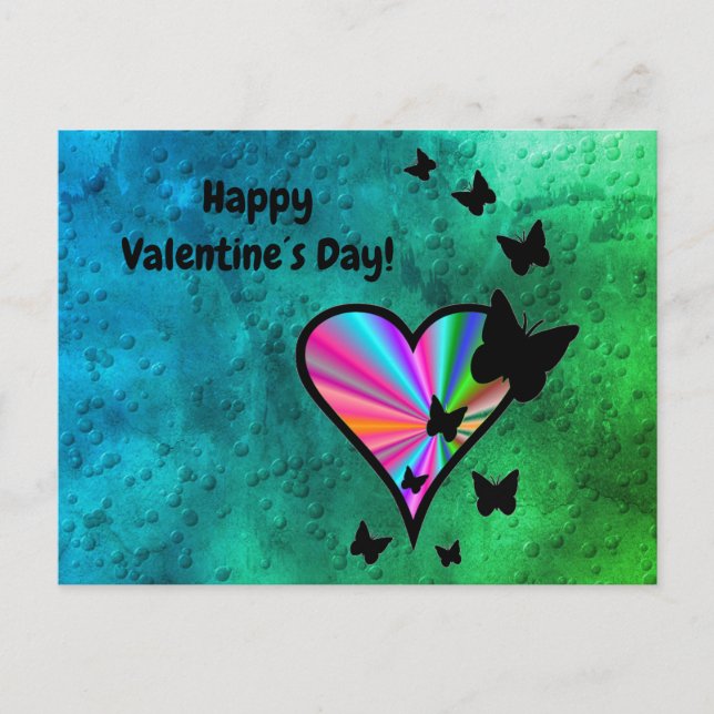 Rainbowheart and Butterfly Holiday Postcard (Front)