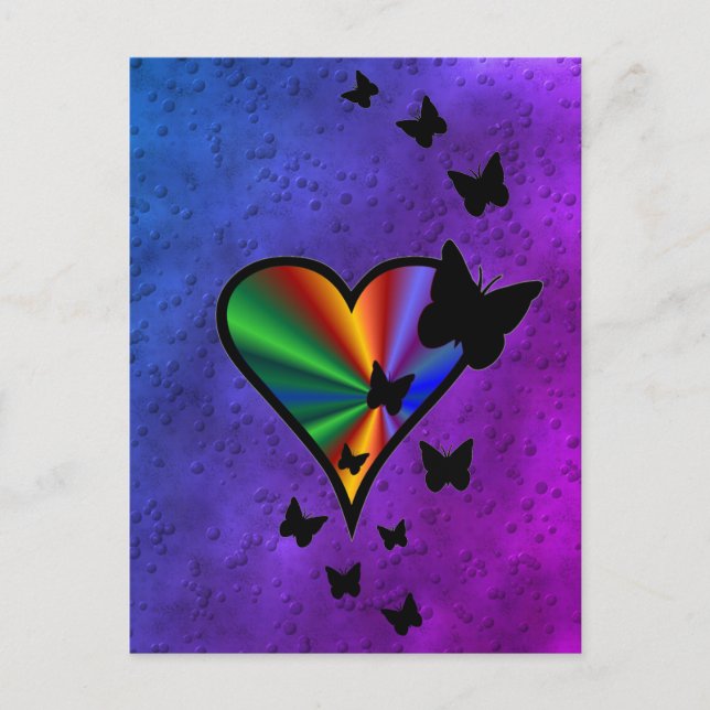 Rainbowheart and Butterfly Postcard (Front)
