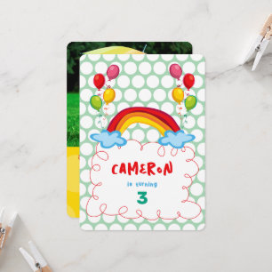 Rainbows And Balloons Photo Kid's Birthday Party Invitation