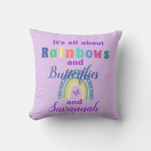 Rainbows And Butterflies Personalised Cushion