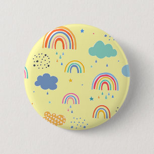 Rainbows and clouds 6 cm round badge