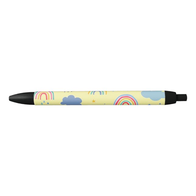 Rainbows and clouds black ink pen (Front)
