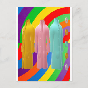 RAINBOWS AND COATS FASHION DESIGN INVITATION POSTCARD