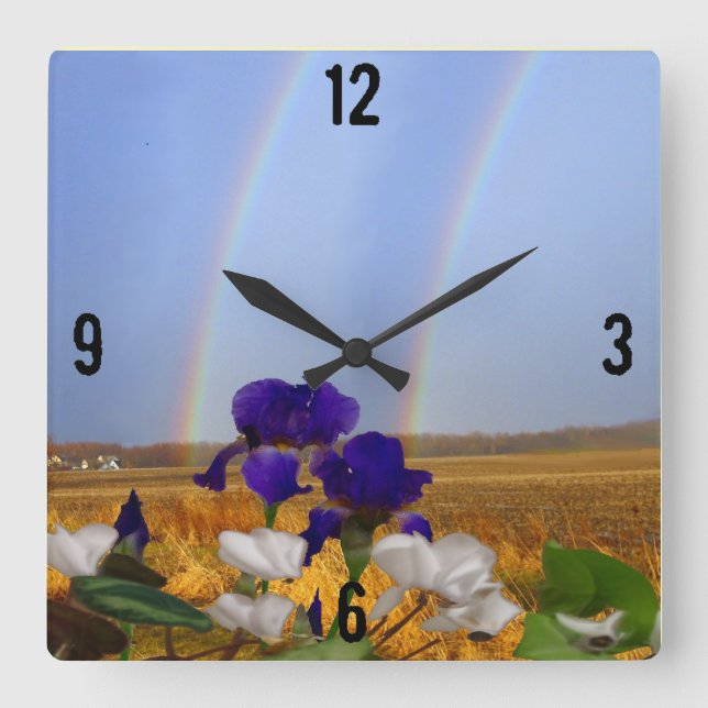 Rainbows and Irises Wall Clock (Front)