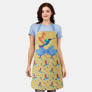 Rainbows and Love Humming Bird Apron in Banana