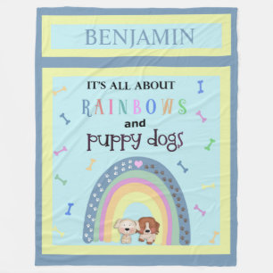 Rainbows and Puppy Dogs Cute Fleece Blanket