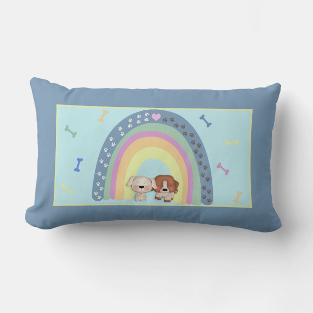 Rainbows And Puppy Dogs Lumbar Cushion (Front)