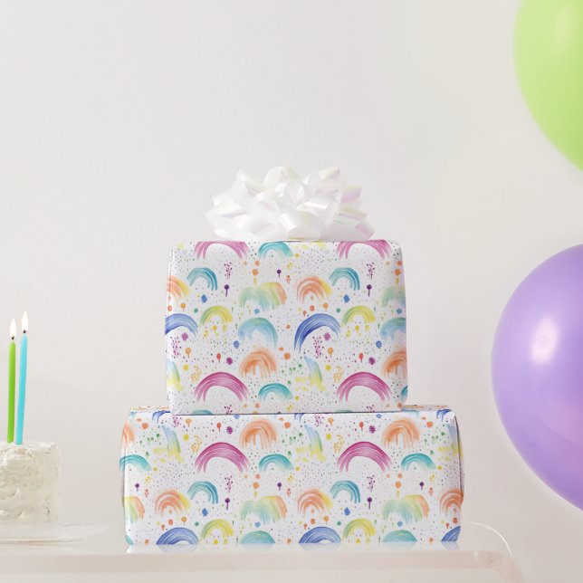  Rainbows and Rainbow Colored Flowers Wrapping Paper (Party Gifts)