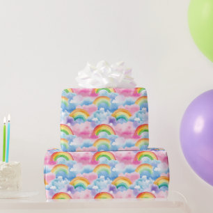 Rainbows and Rainbow Coloured Clouds Wrapping Paper