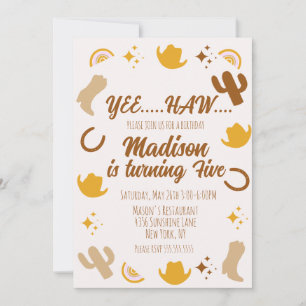 Rainbows and Rodeos Groovy Birthday Announcement