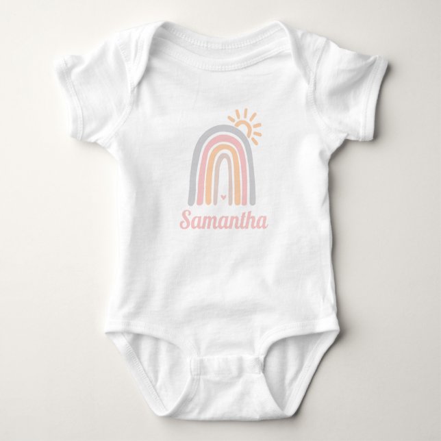 Rainbows and Sunshine Personalised Name Baby Bodysuit (Front)
