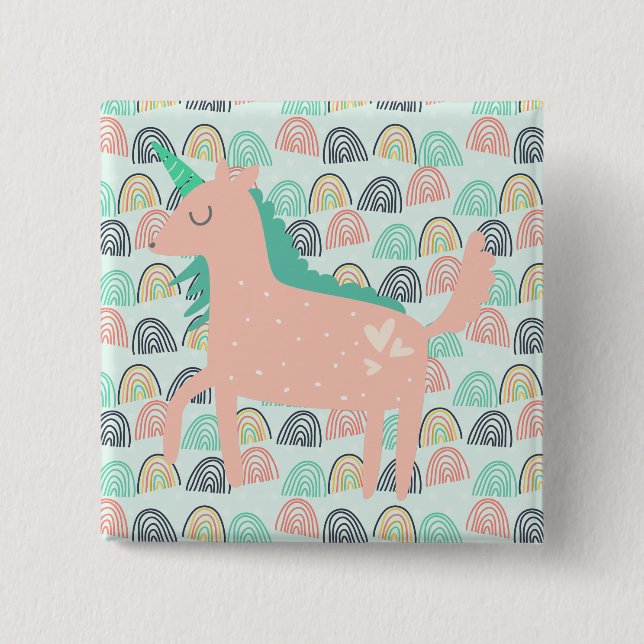 Rainbows and Unicorns 15 Cm Square Badge (Front)